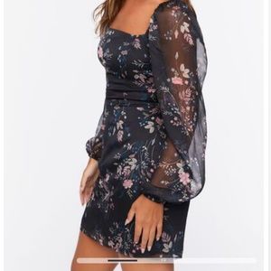 Forever 21 Floral Open-Back Mini Dress